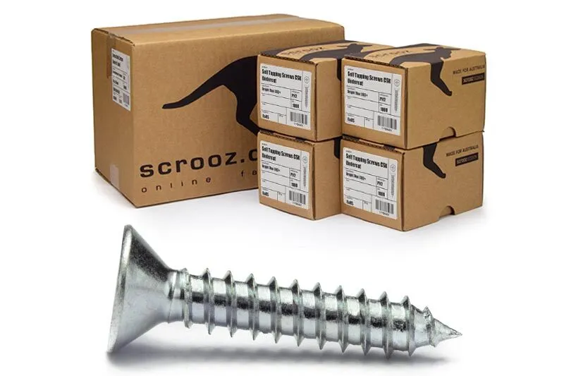 12g x 50mm Self Tapping Screws CSK BZP CTN 2000