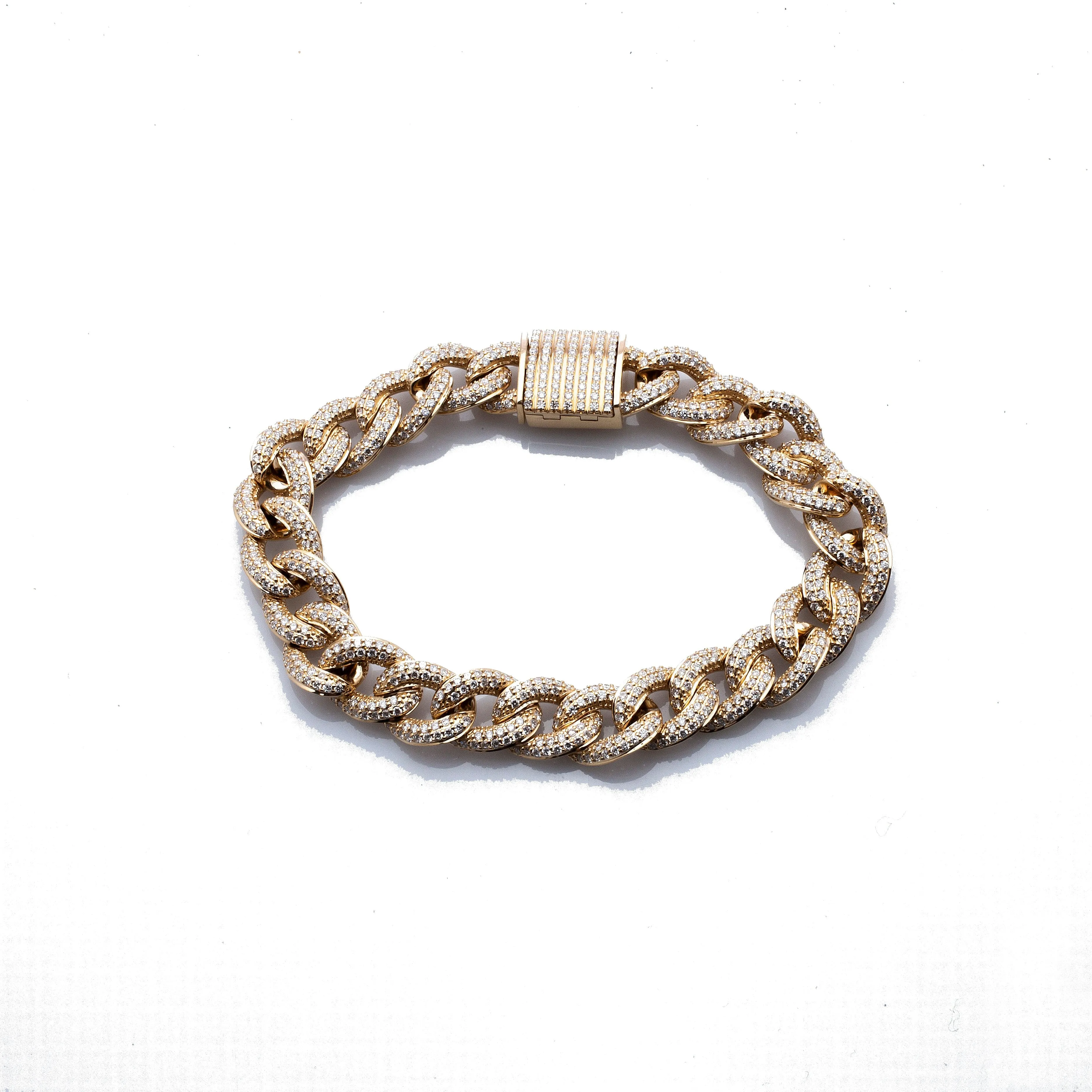 14K Gold Cuban Link with Diamonds