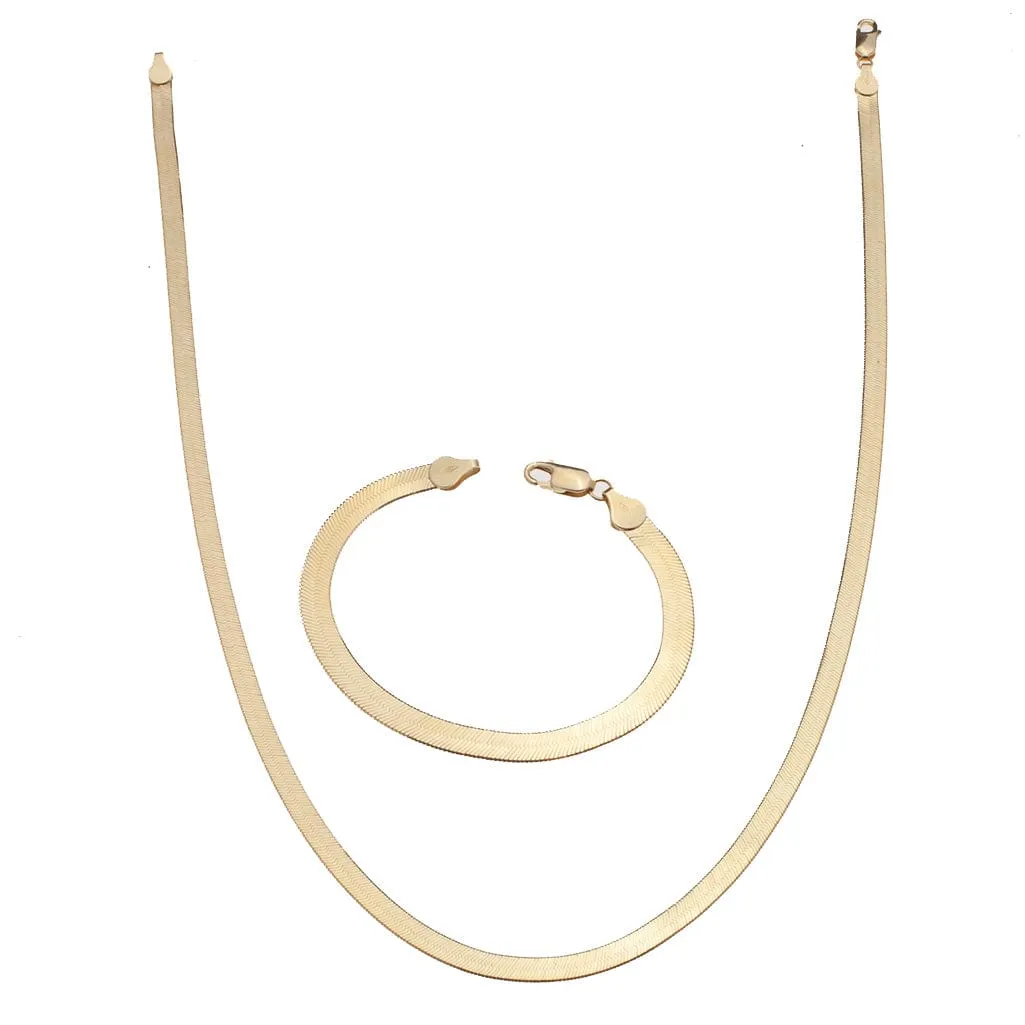 4.5mm Gold Herringbone Chain Necklace