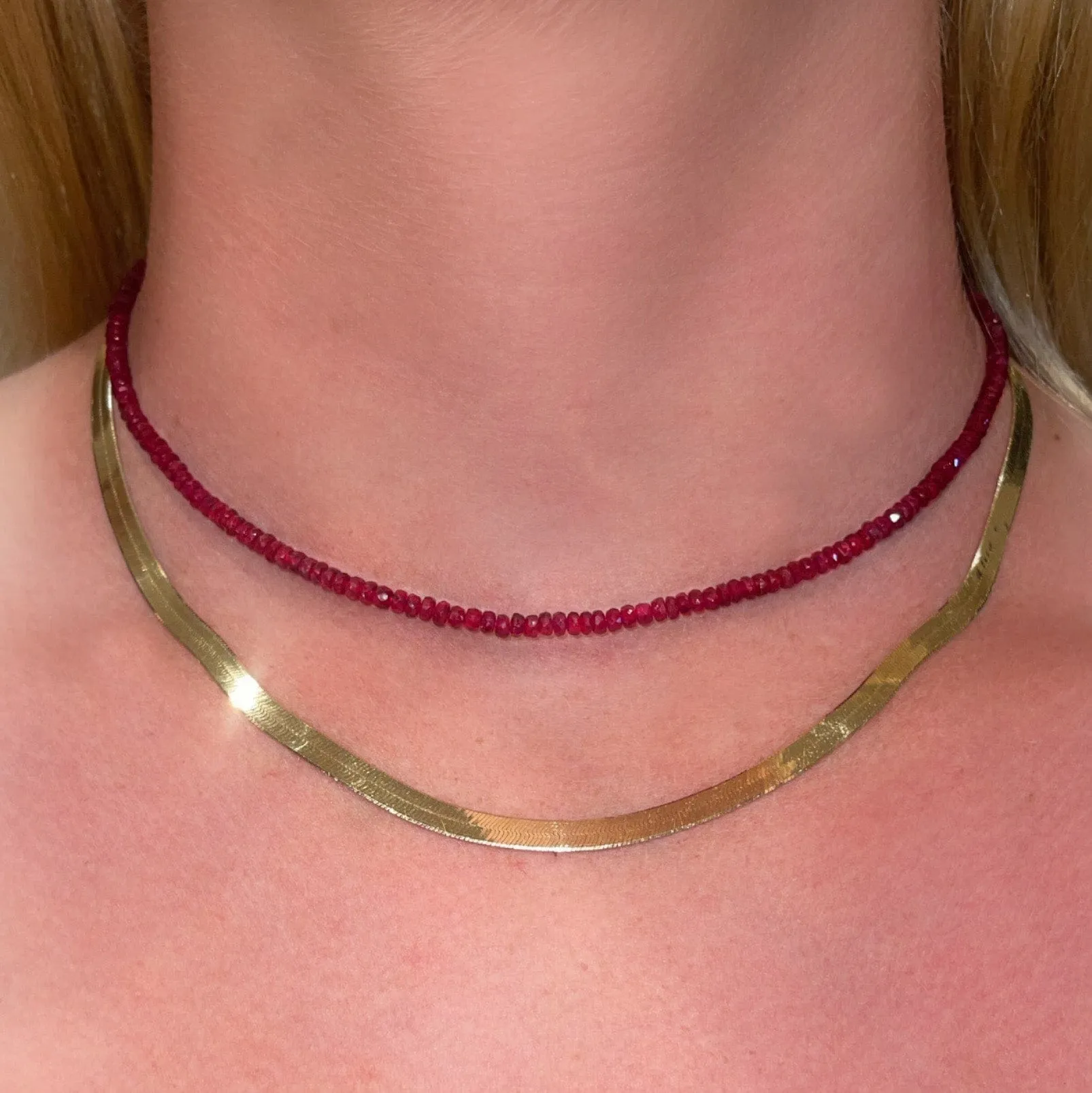 4.5mm Gold Herringbone Chain Necklace