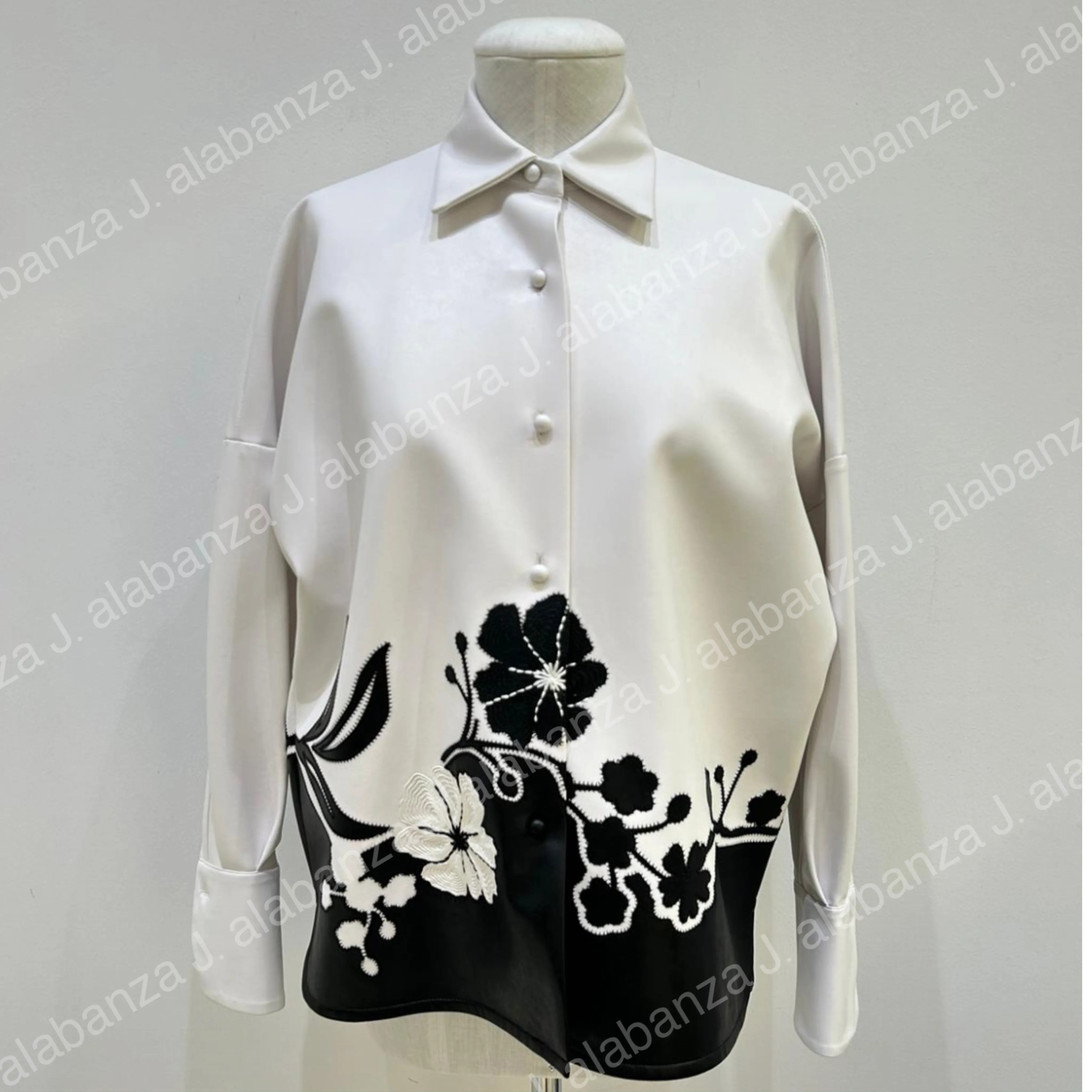 Flower Pattern Long Sleeves Plain Office Style