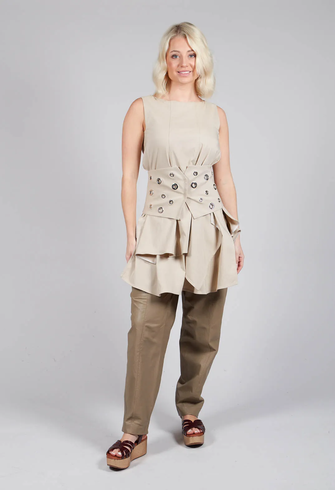 Khaki Ago Leather Trouser