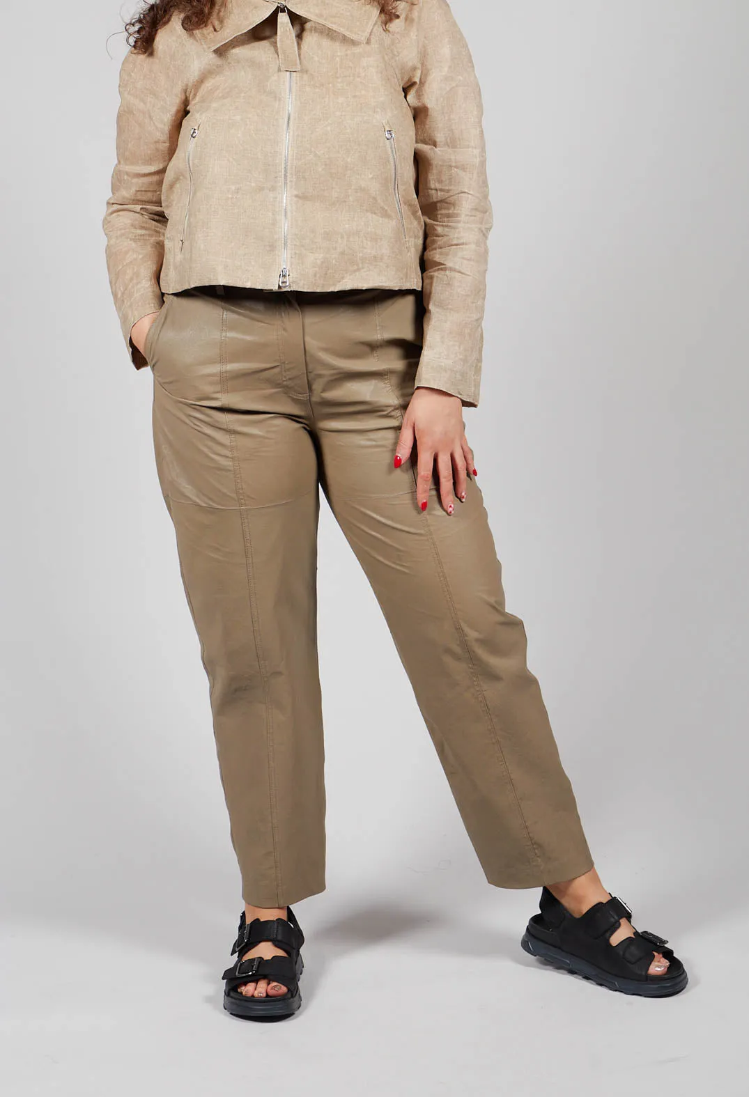 Khaki Ago Leather Trouser