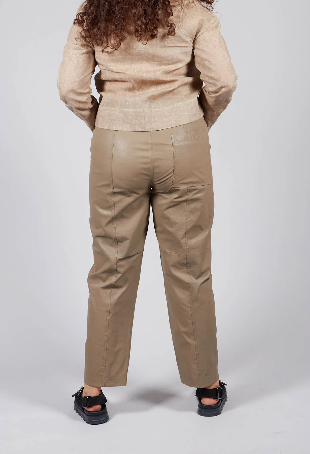 Khaki Ago Leather Trouser