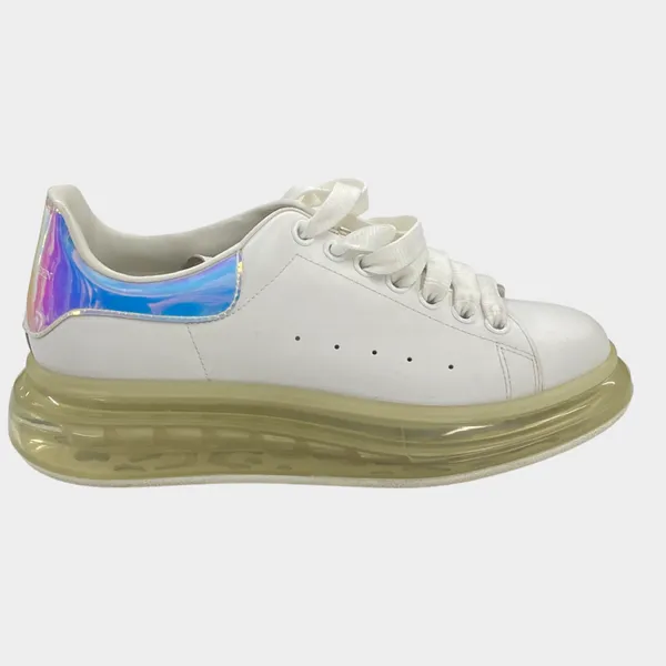 Alexander Mcqueen women's white leather platform trainers