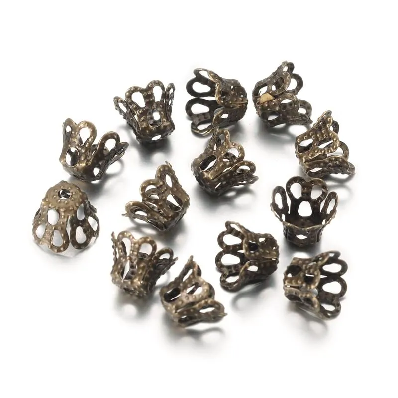 Vintage Bronze Filigree Cone 5x6mm (Bulk Pack of 100)