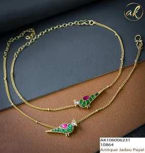 Women's Antique Gold Jadau Anklets