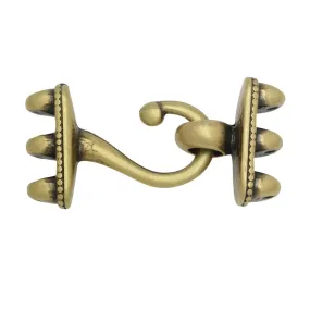 Antiqued Brass Plated Cymbal Hook and Eye Clasps, 1 Set