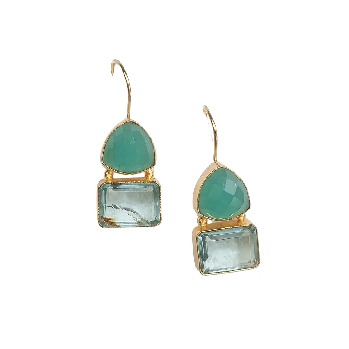 Aqua Elise Square Stone Earrings by Zoda