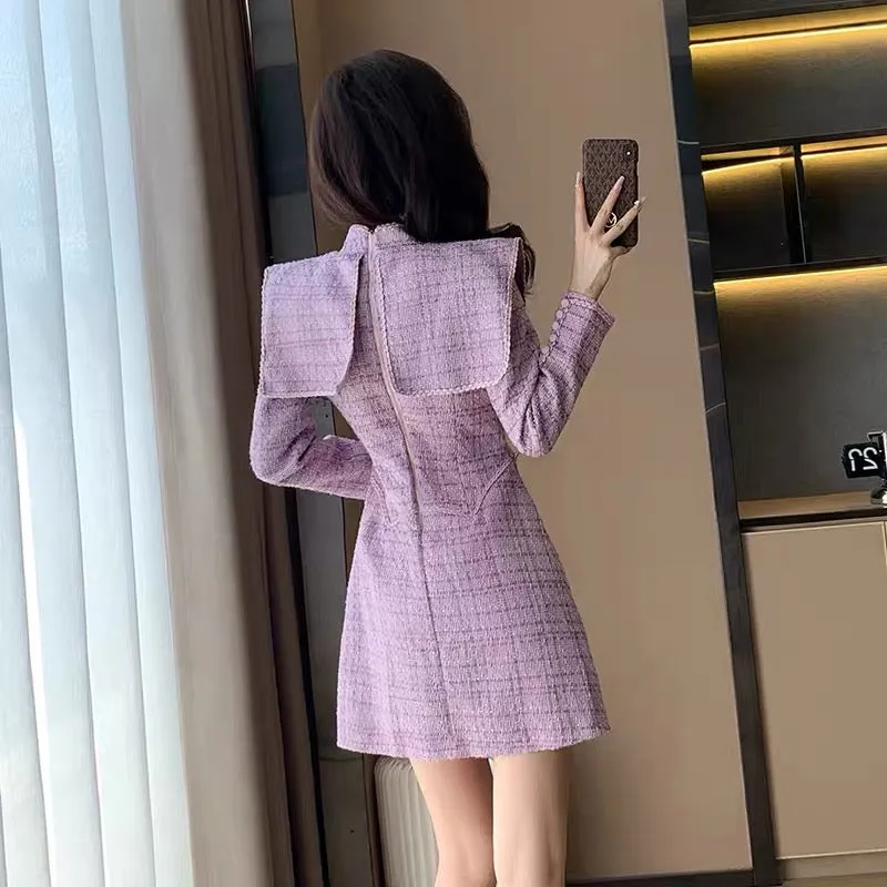Autumn 2023 new style French style banquet dress, temperament, long-sleeved, niche and beautiful skirt for small women