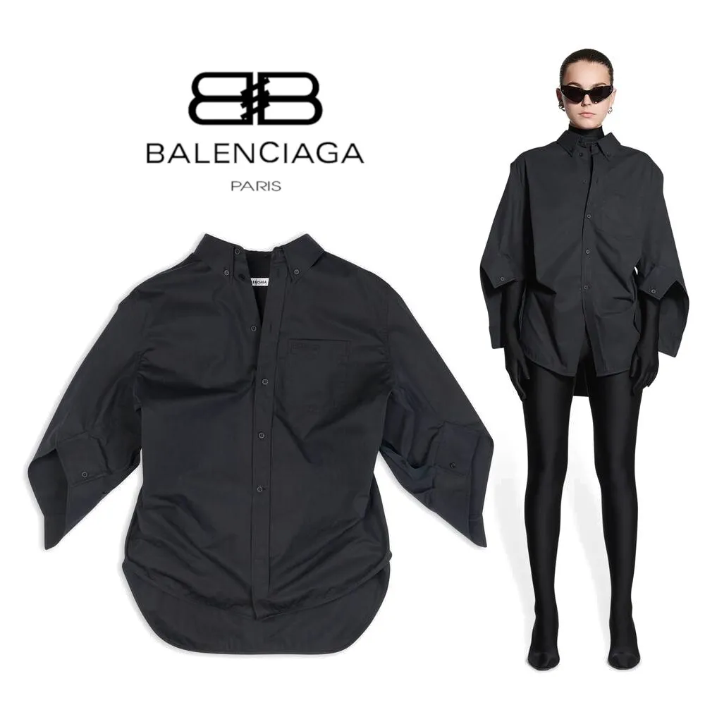 BALENCIAGA  |Women's Bb Corp Swing Twisted Shirt in Black