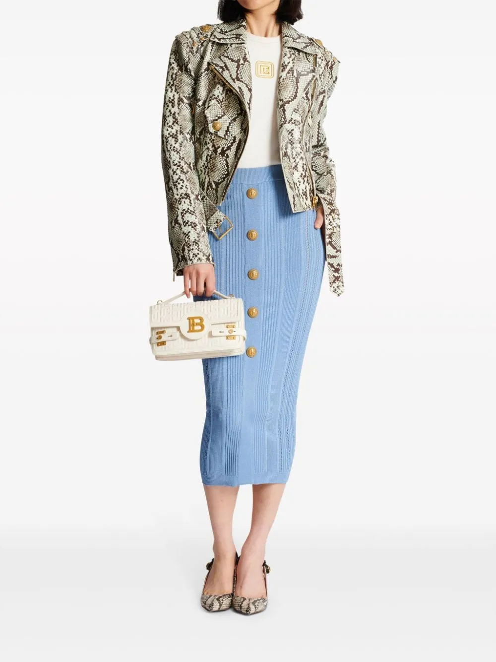 Balmain    Balmain Embroidered Logo Cotton Blend Top