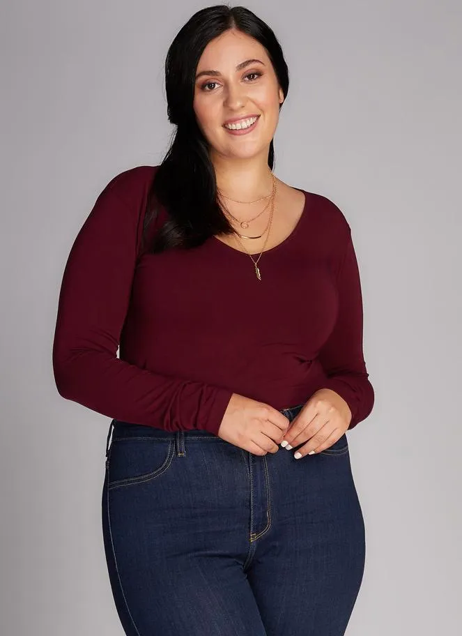 Soft Bamboo V-Neck with Curvy Long Sleeves