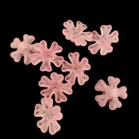 Pink Frosted Acrylic 5-Petal Flower Bead Caps 15mm