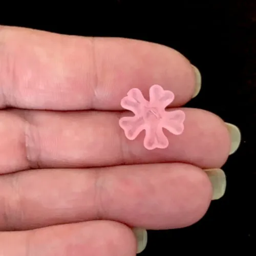 Pink Frosted Acrylic 5-Petal Flower Bead Caps 15mm