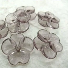 Grey Transparent Acrylic 4-Petal Flower Bead Caps 21mm