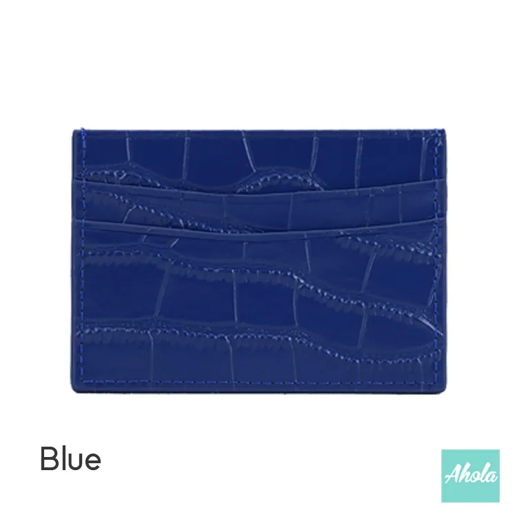 Stylish Crocodile Print Leather Card Case