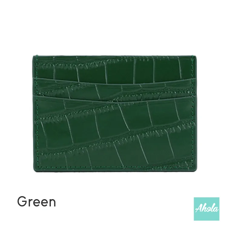 Stylish Crocodile Print Leather Card Case