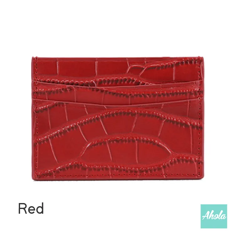 Stylish Crocodile Print Leather Card Case