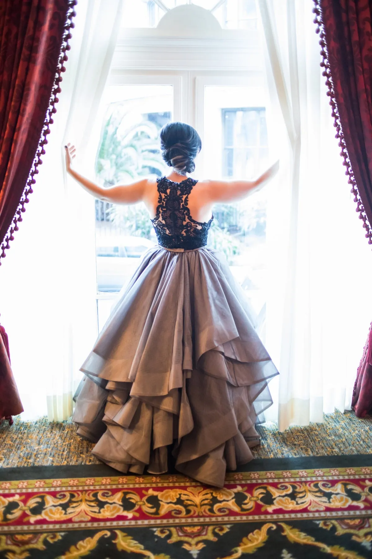 Black Lace Two-Piece Ball Gown