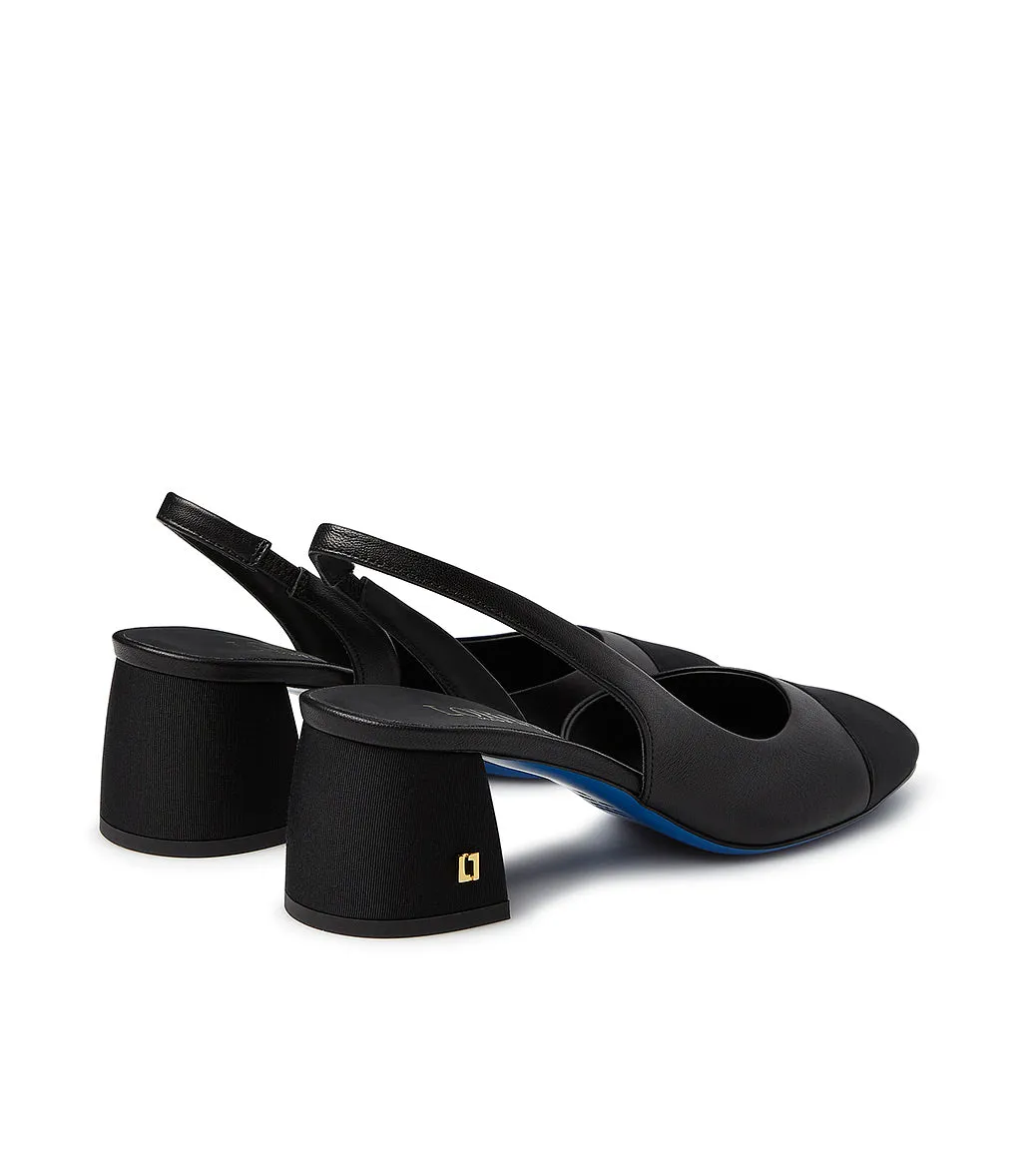 Black Logo Gros grain Slingback Pumps