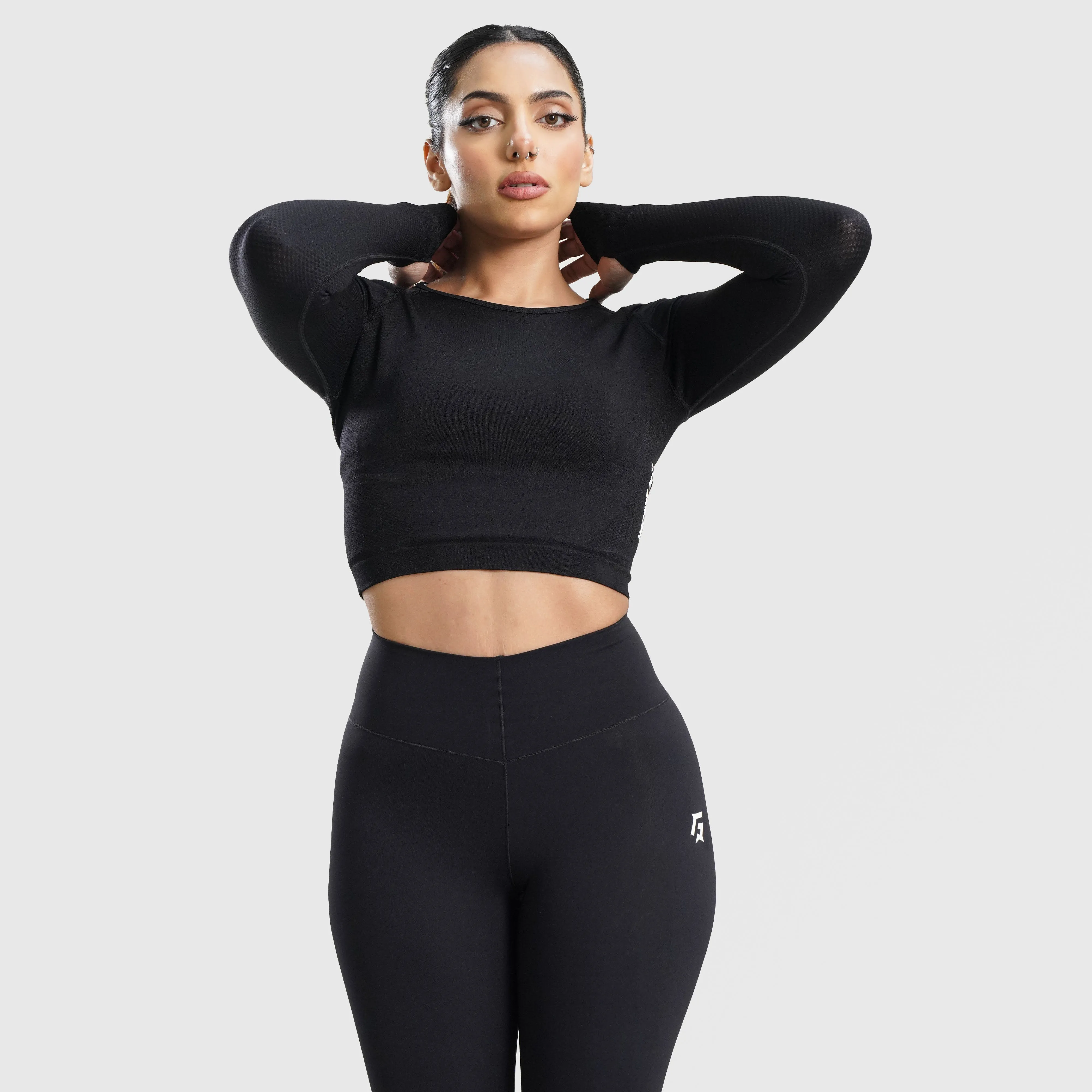 Sleek Rank Seamless Crop Top in Black