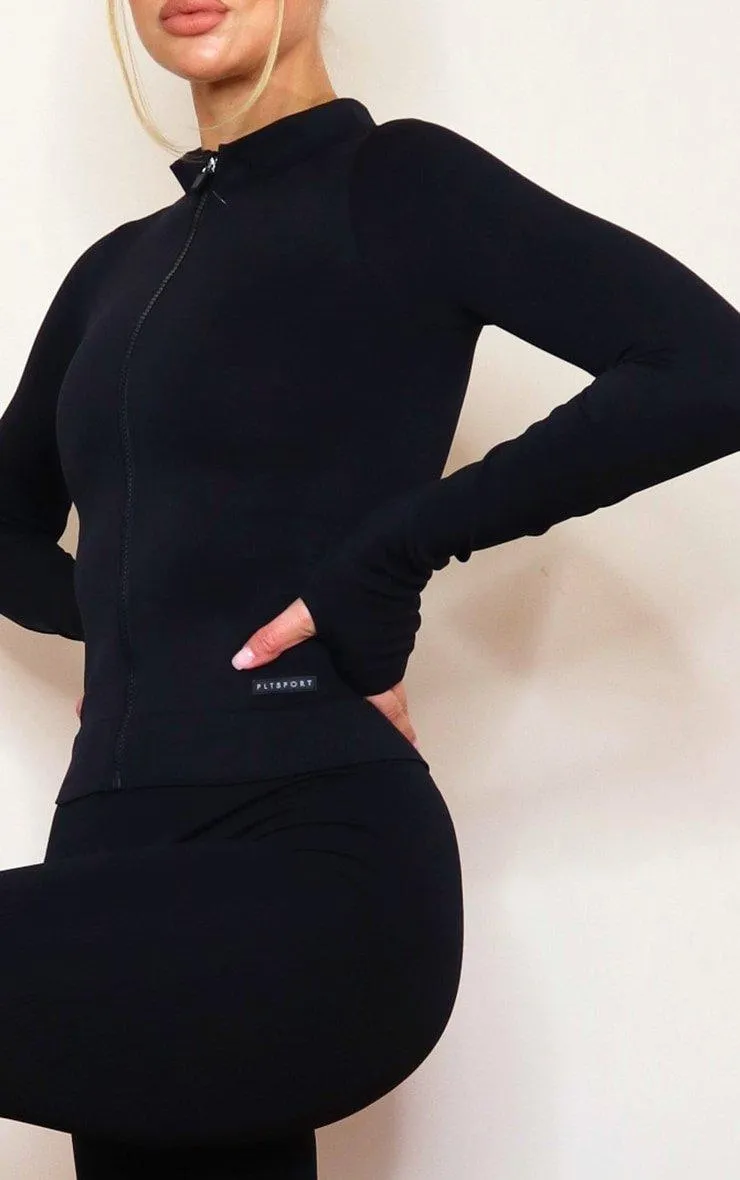 Black Seamless Rib Jacket