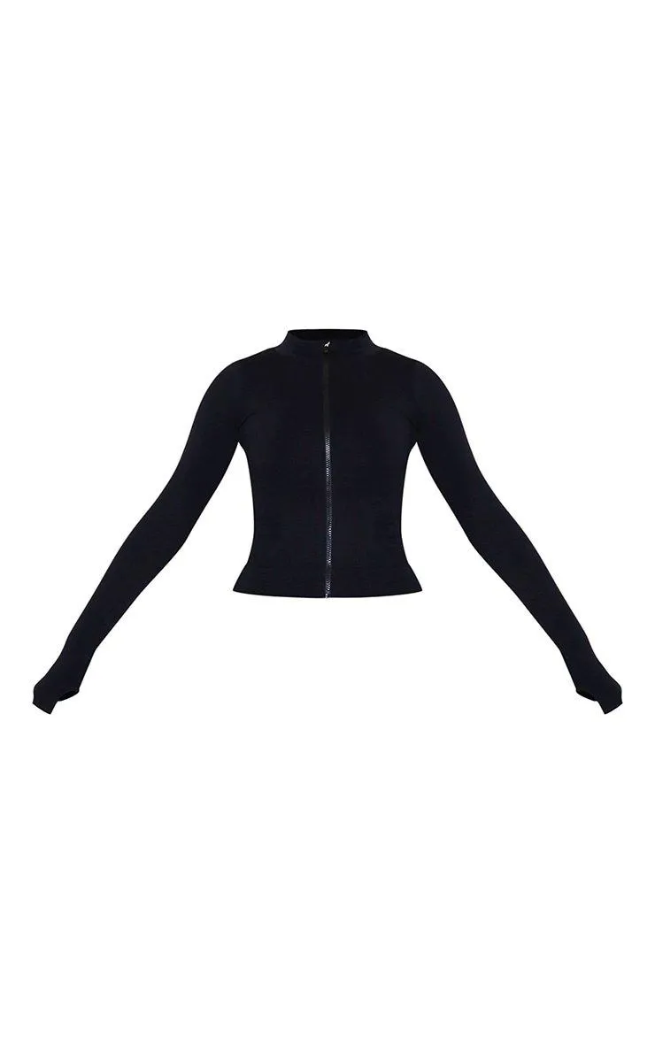 Black Seamless Rib Jacket