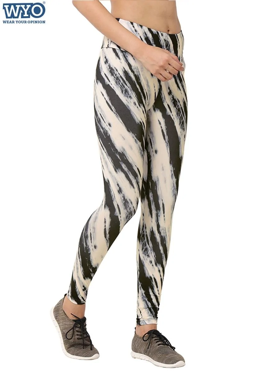 Black White Cross Stripe Leggings