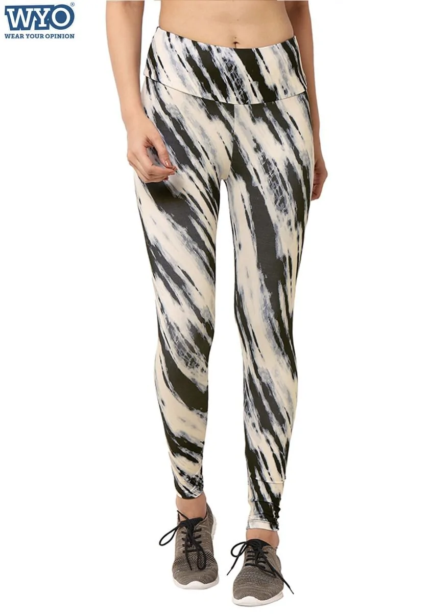 Black White Cross Stripe Leggings