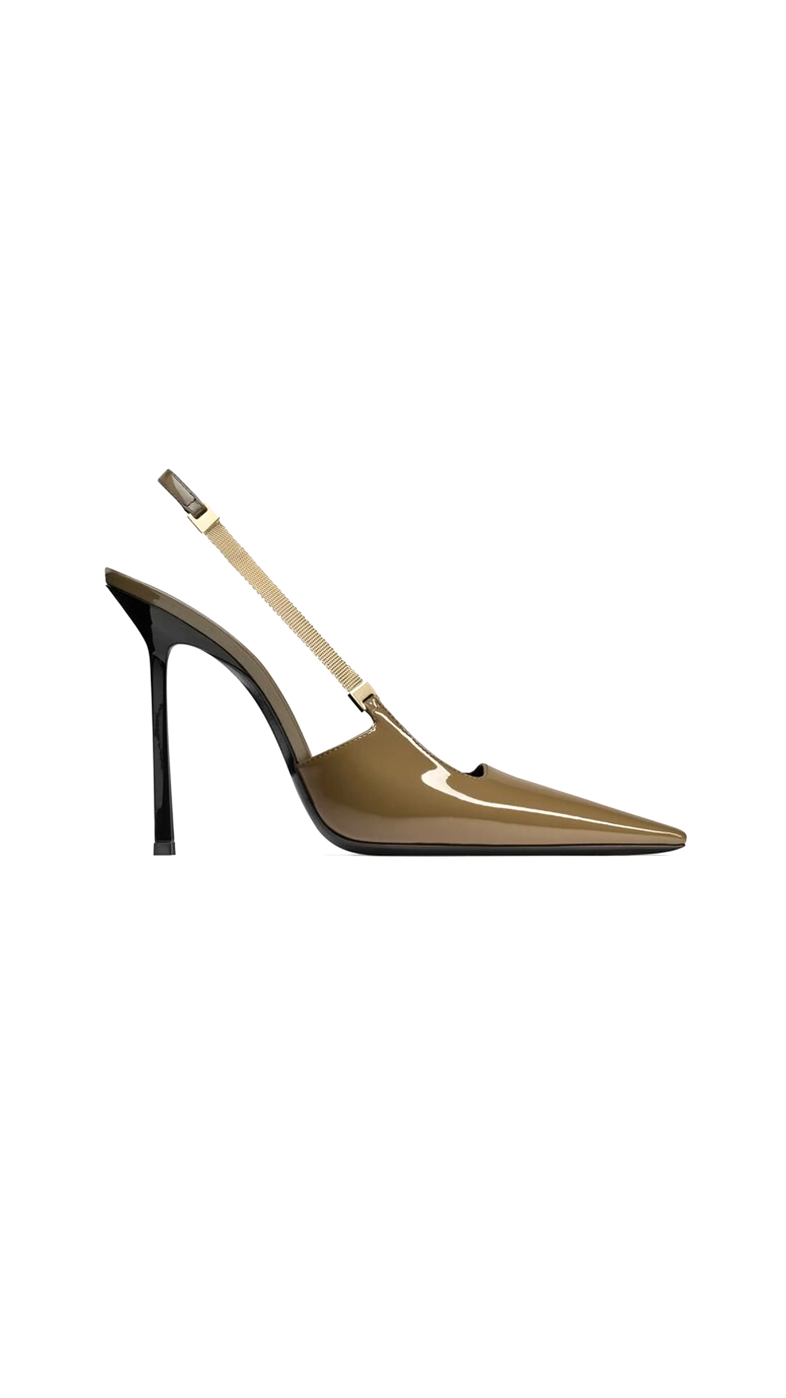 Blake Slingback Deep Khaki Patent Leather Pumps In