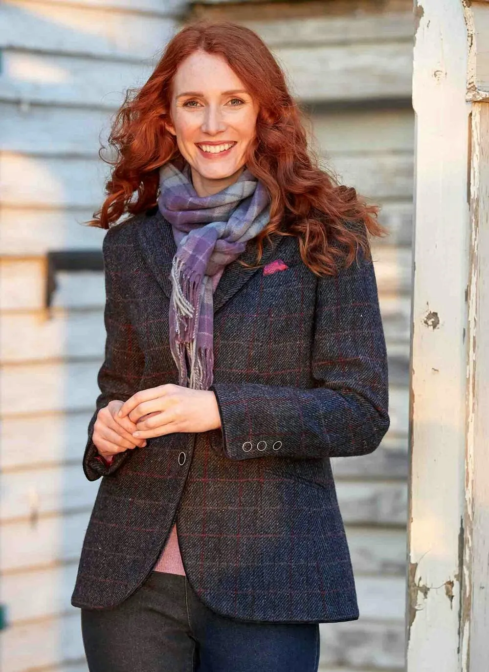 Blue HARRIS TWEED Skye Hacking Jacket Long