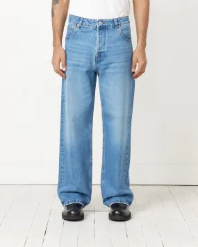 Denim Wide Leg Jeans in Blue/Tabac