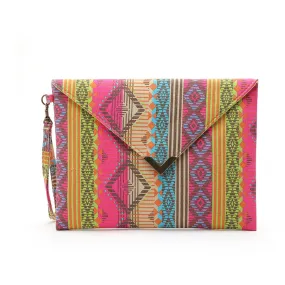 Womens Canvas Embroidered Clutch Purse