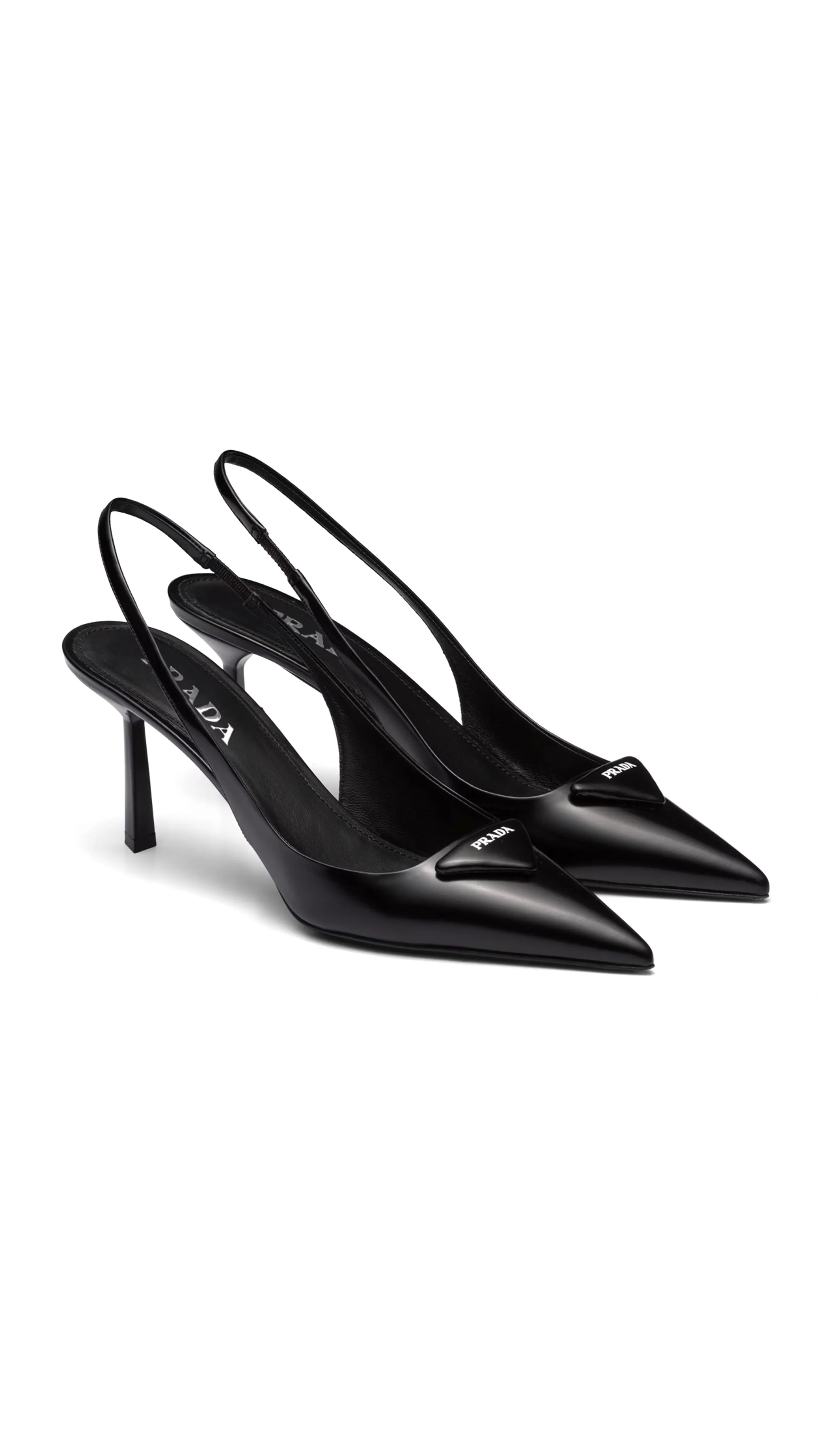 Black Brushed Leather Slingback Pumps