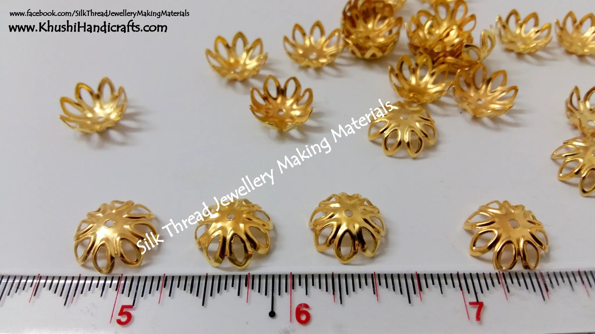 Big Pack of 20 Pairs of Gold Flower Bead Caps