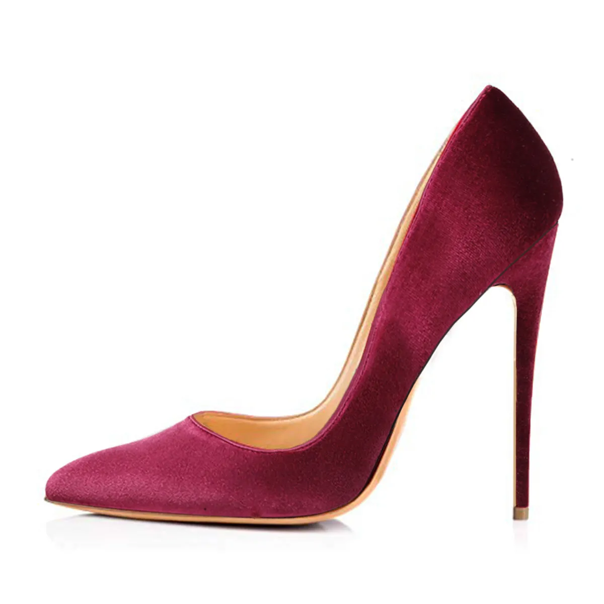 Burgundy Pointed Toe Classic Suede Stilettos