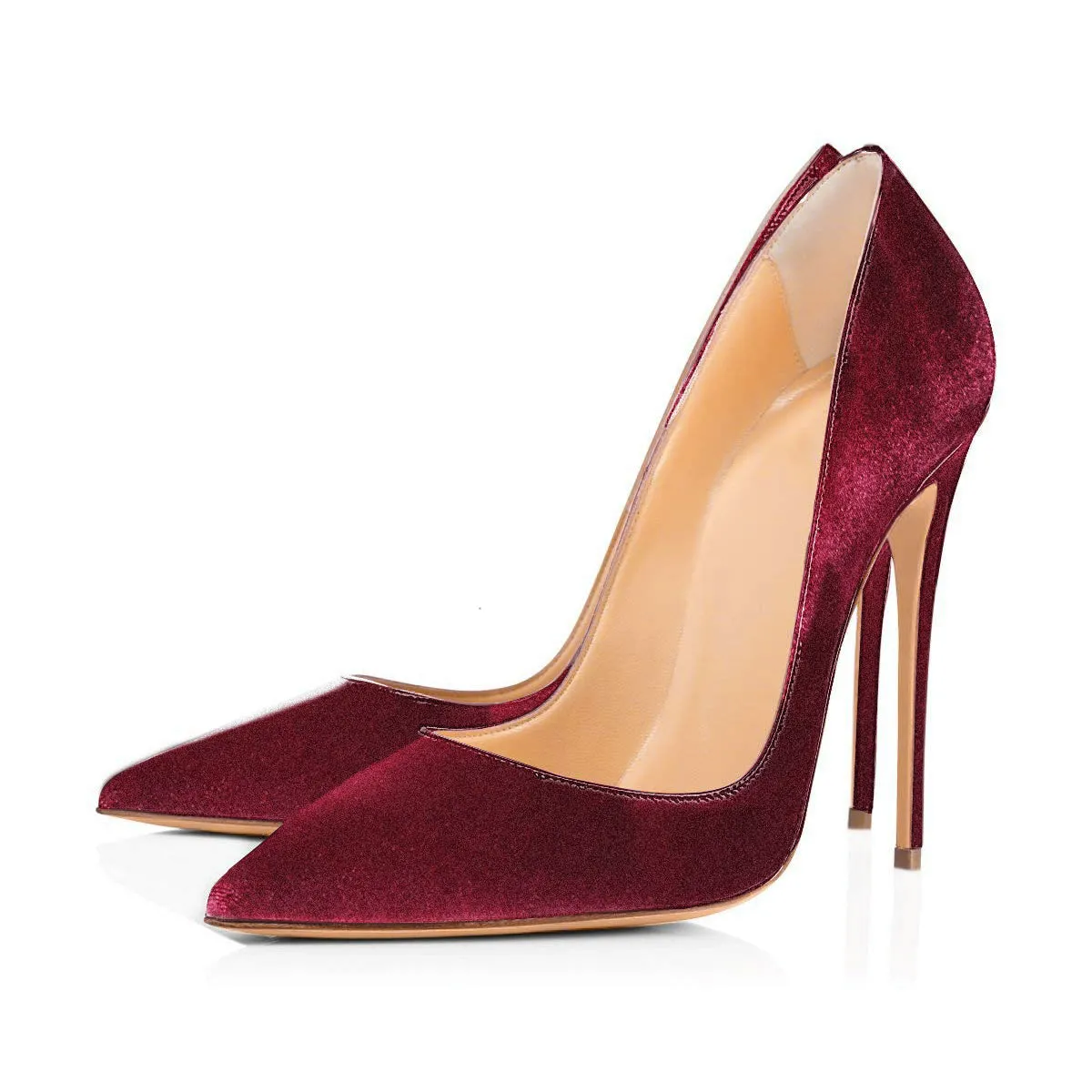 Burgundy Pointed Toe Classic Suede Stilettos