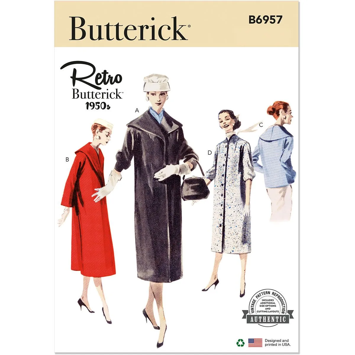 Butterick Sewing Pattern 6957 Misses Coats