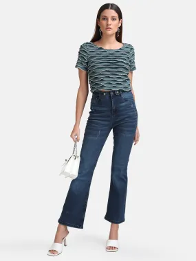 Buttoned Bell Bottom Flared Jeans With Tabs