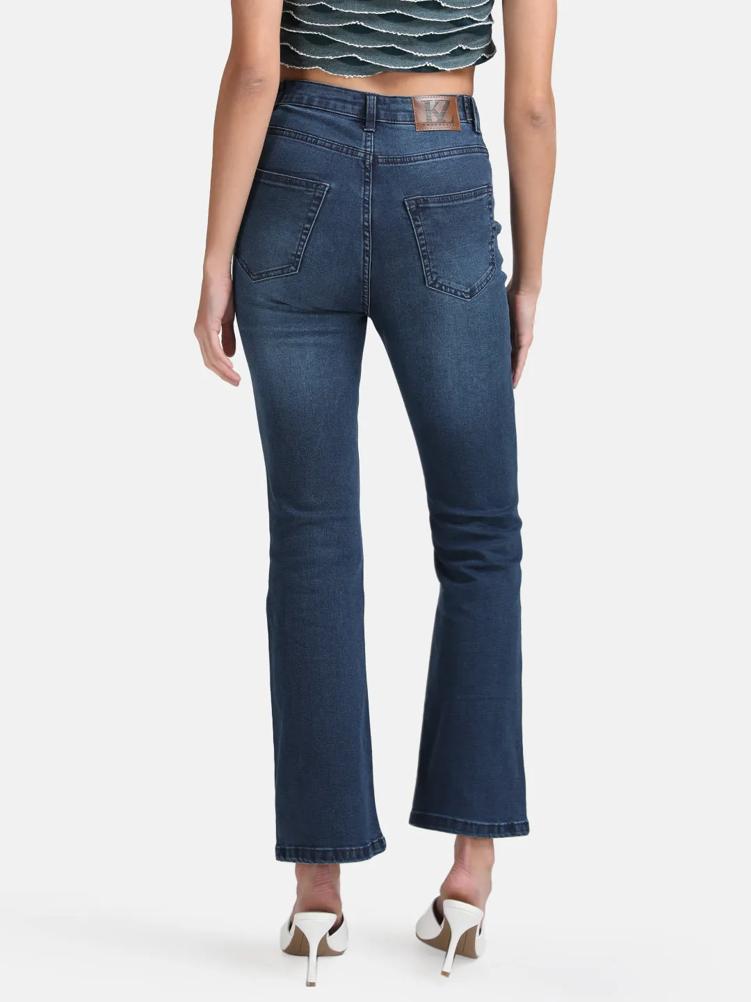 Buttoned Bell Bottom Flared Jeans With Tabs