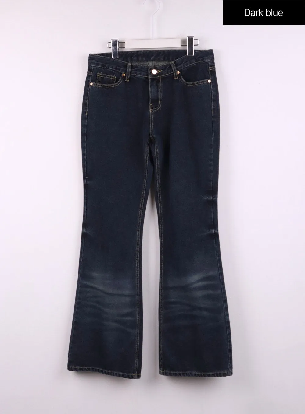 Low Rise Button Front Flared Jeans