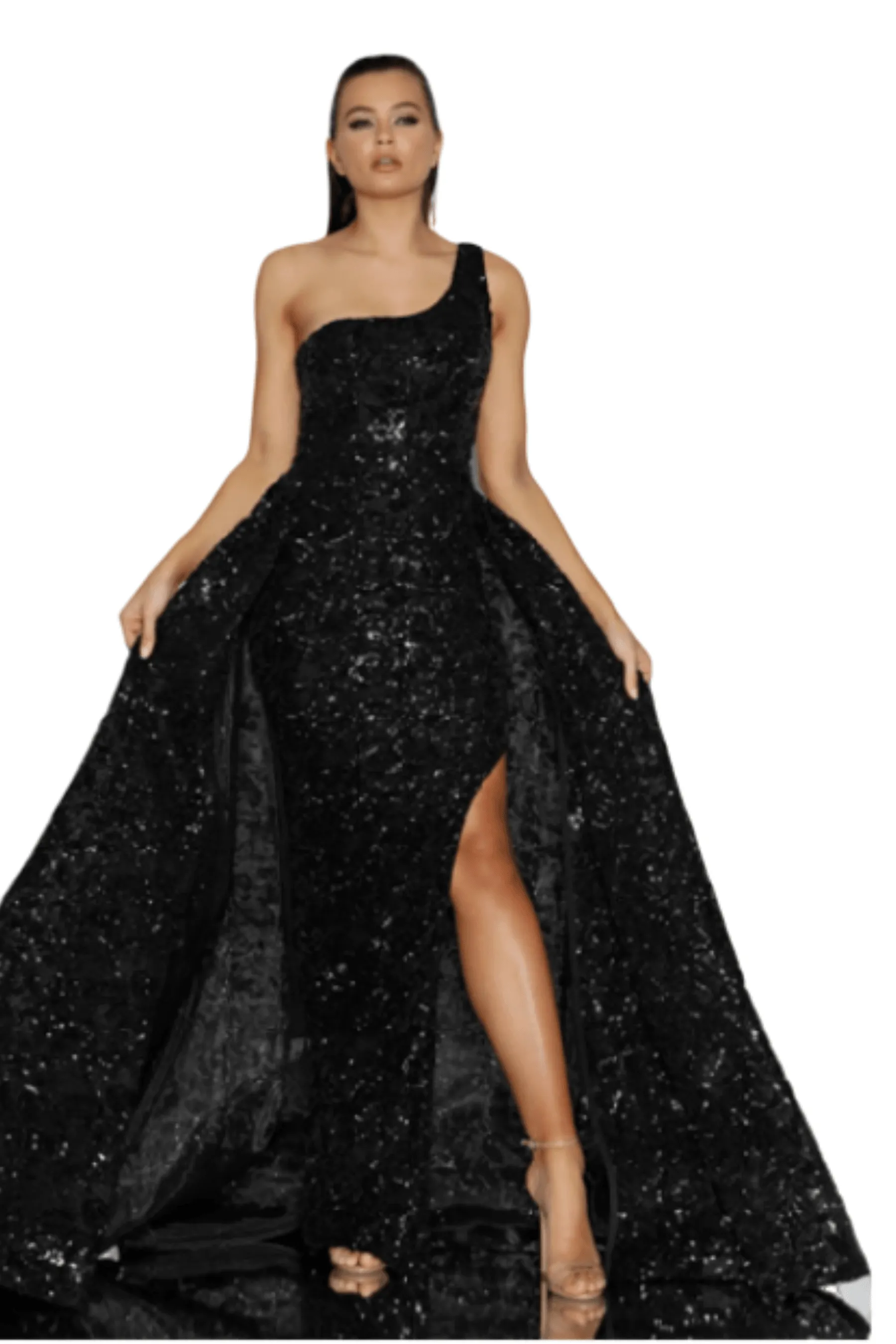 Black Samantha Gown with Overskirt by BUY IT JADORE JX2010