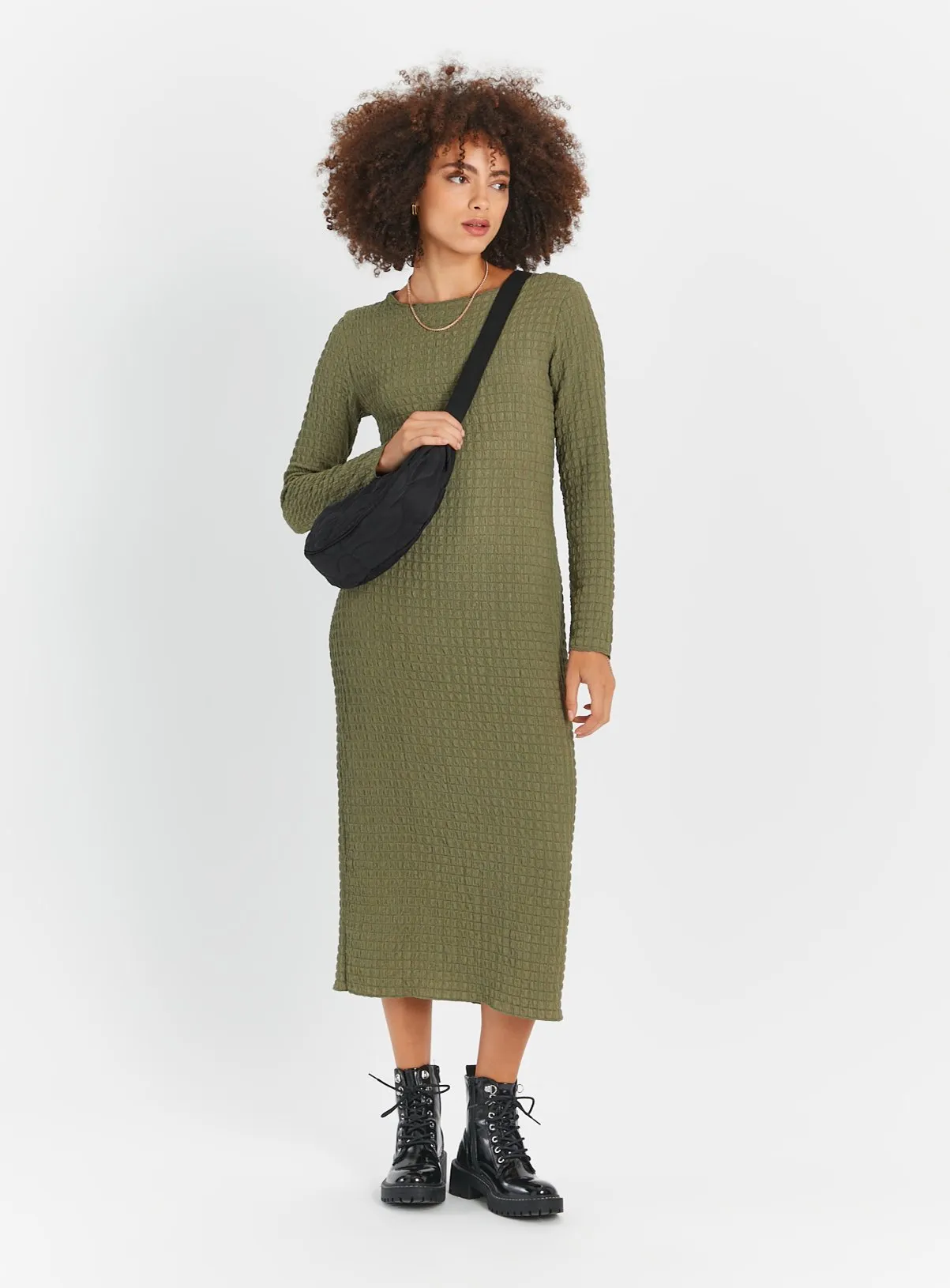 Tu Bubble Textured Column Dress - Buy Khaki - Size 8