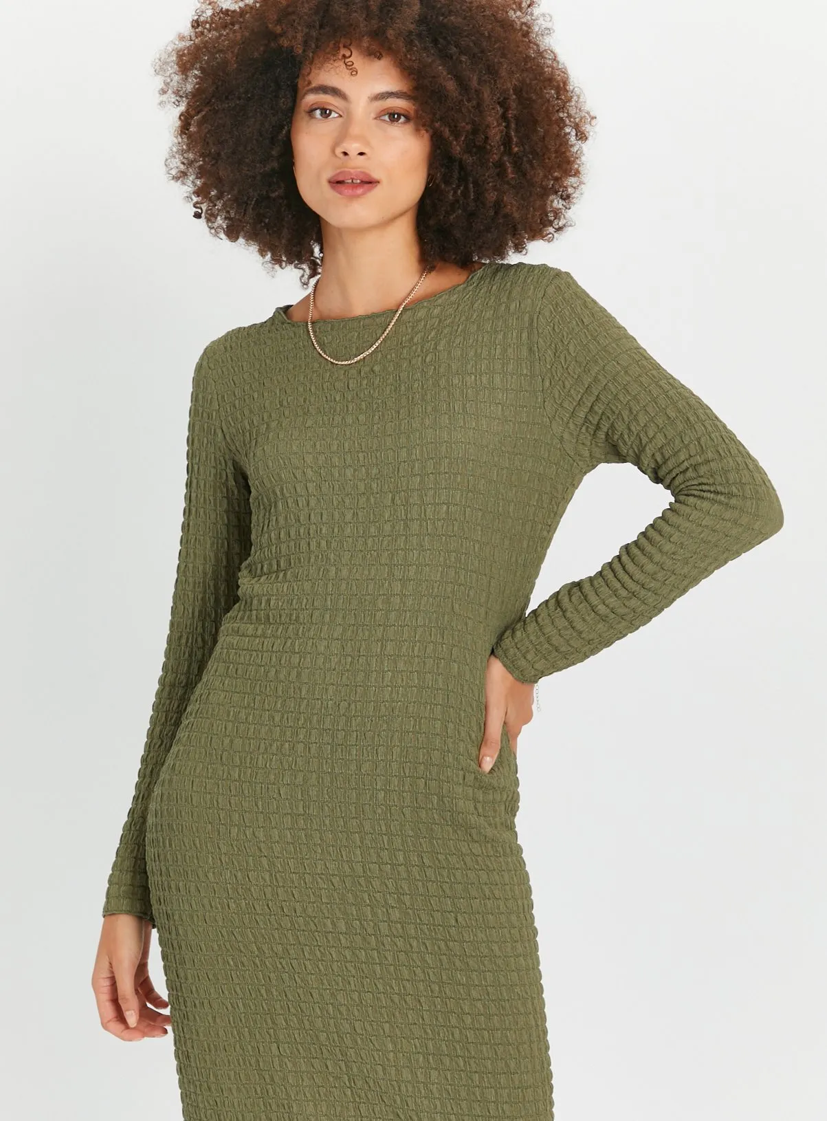 Tu Bubble Textured Column Dress - Buy Khaki - Size 8