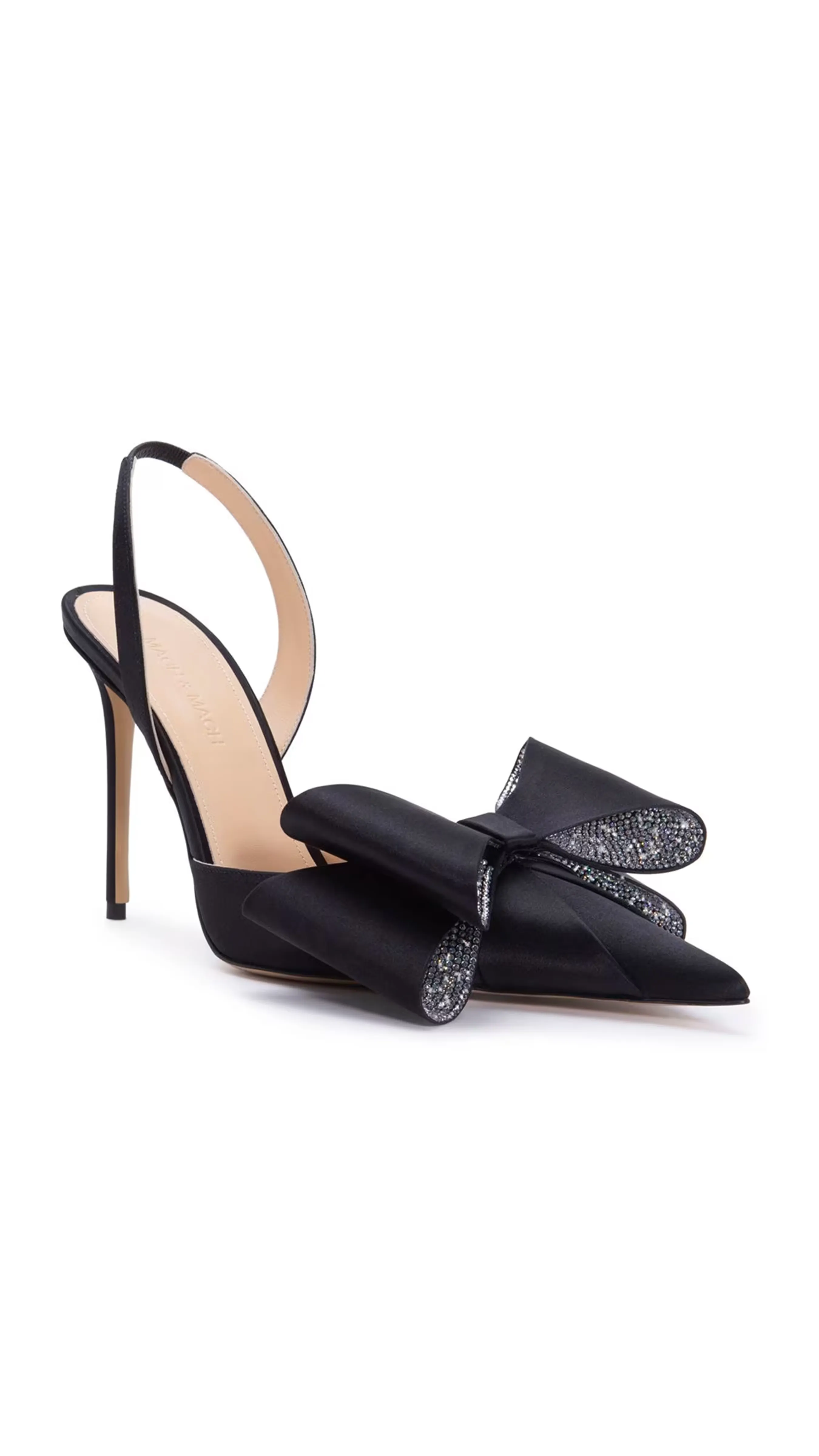 Black Satin Slingback Pumps Bow Cadeau