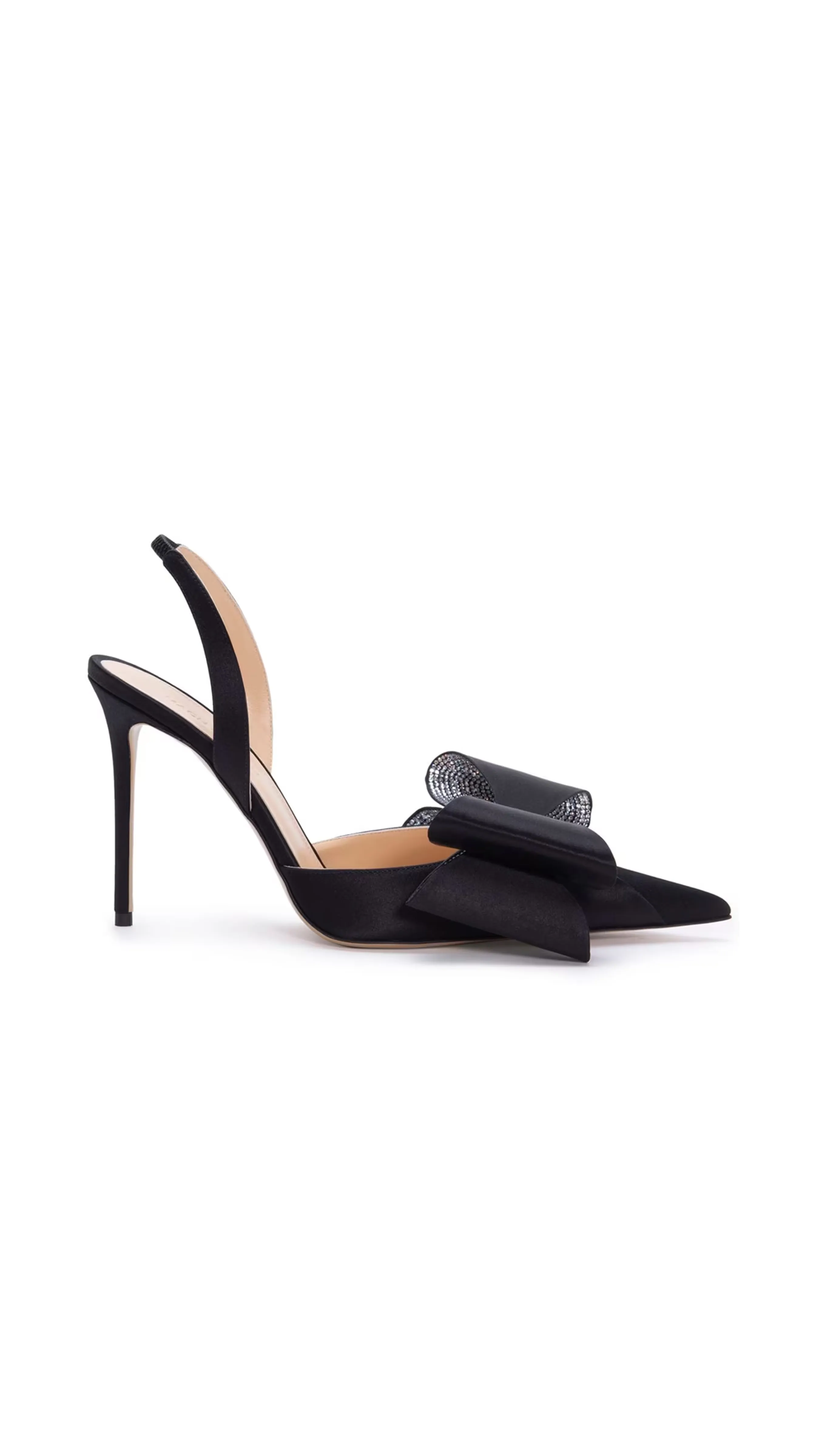 Black Cadeau Bow Satin Slingback Pumps