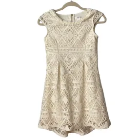 Cream Lace Dress with Cap Sleeves