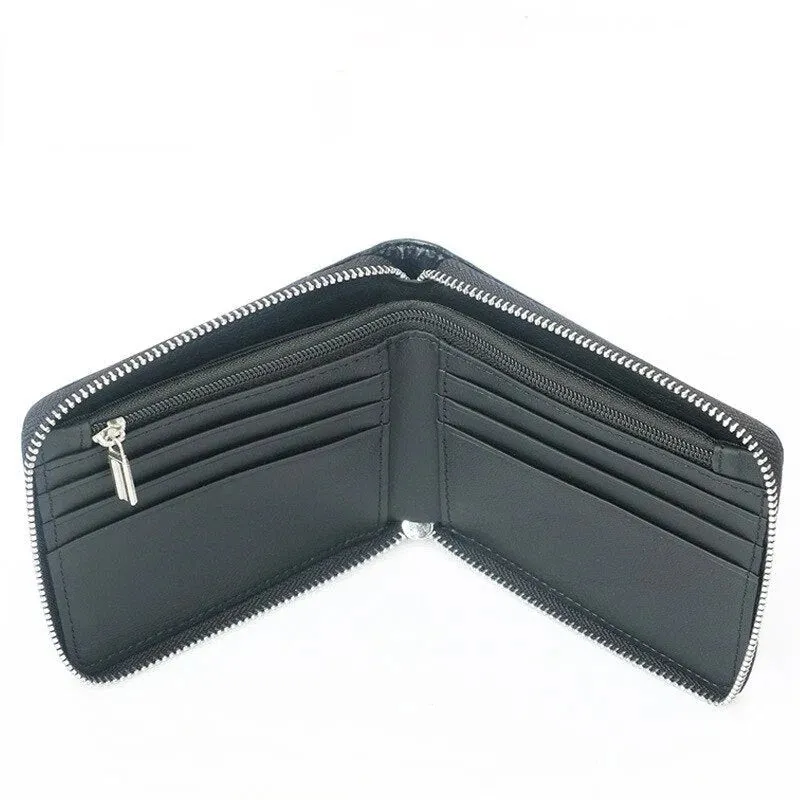 Men's Carbon Fiber Zipper Card Slots Wallet