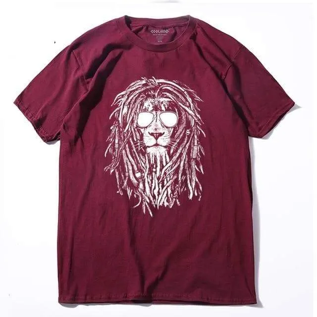 Cool Lion Print O-neck T-shirt